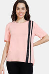 Zivame Lounge Knit Poly Lounge Top - Coral Cloud — thumbnail 1